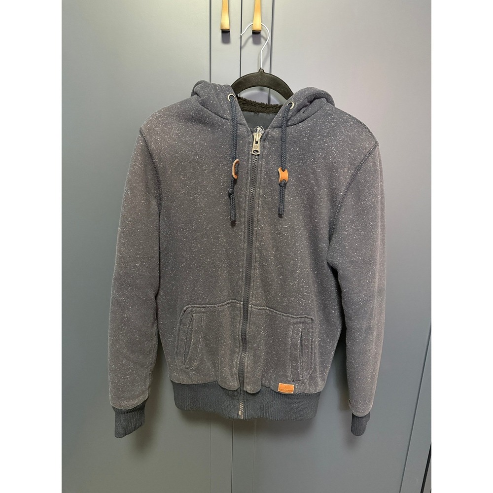 Buffalo David Bitton Men's‎ Sherpa Lined Zip Up Hoodie Navy Speckled Size M